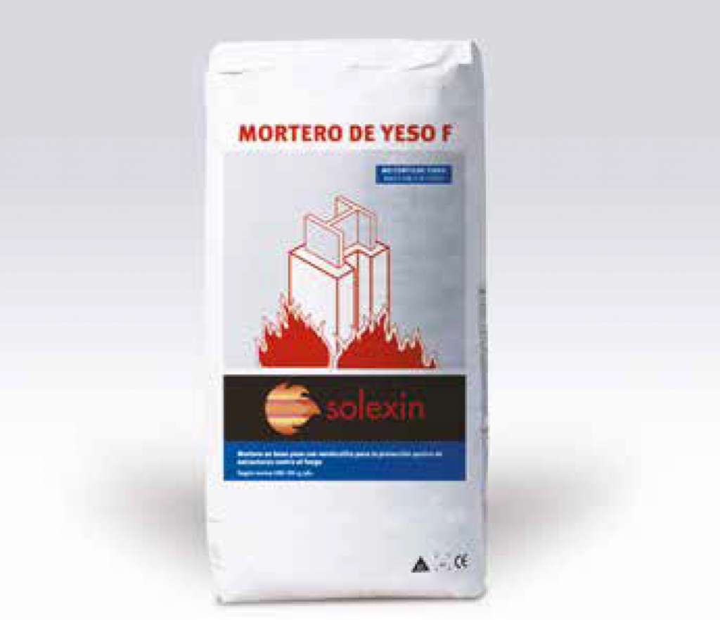 Saco de mortero de yeso Solexin F para protección de estructuras