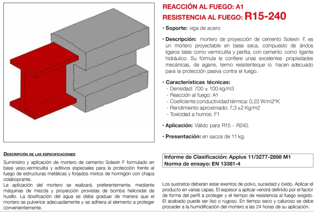 Lámina del sistema 3.04: Vigas de acero con mortero de cemento, R 15 a R 240