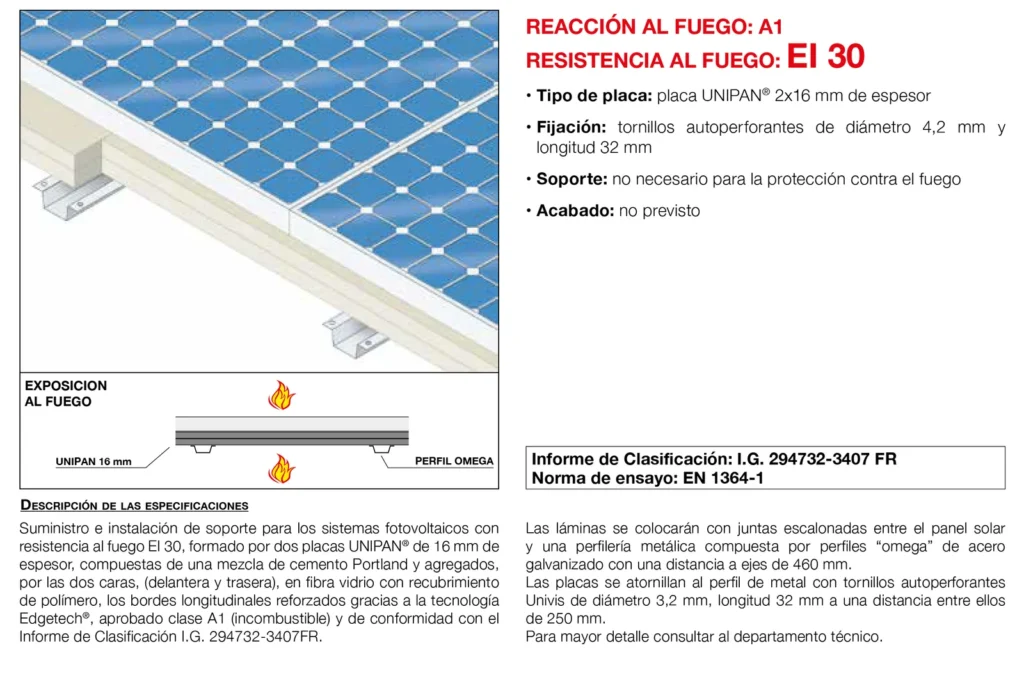 Lámina del sistema 5.53: Soporte de placa fotovoltaica, EI 30