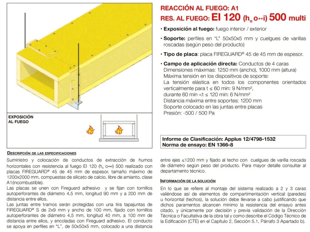 Lámina del sistema 6.06: Conducto de extracción de humos horizontal con placa, EI 120