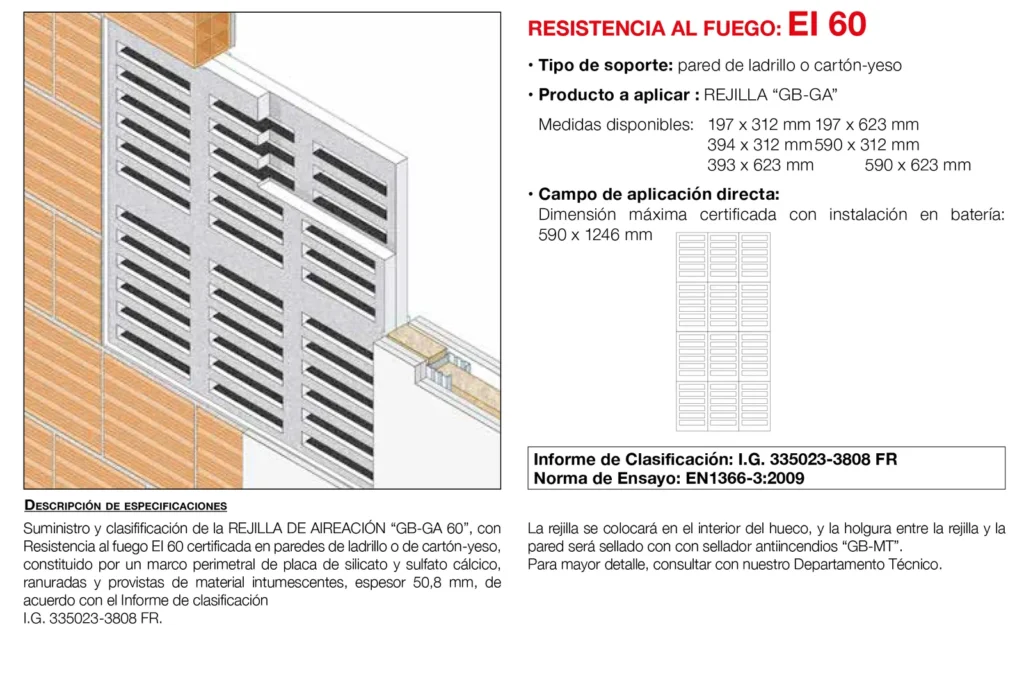 Lámina del sistema 8.16: Rejilla de aireación antiincendio GB-GA 60