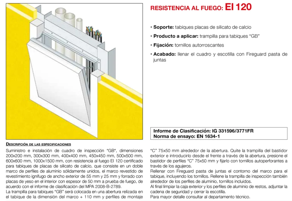 Lámina del sistema 8.20: Cuadro de inspección GB para tabiques de placa de silicato