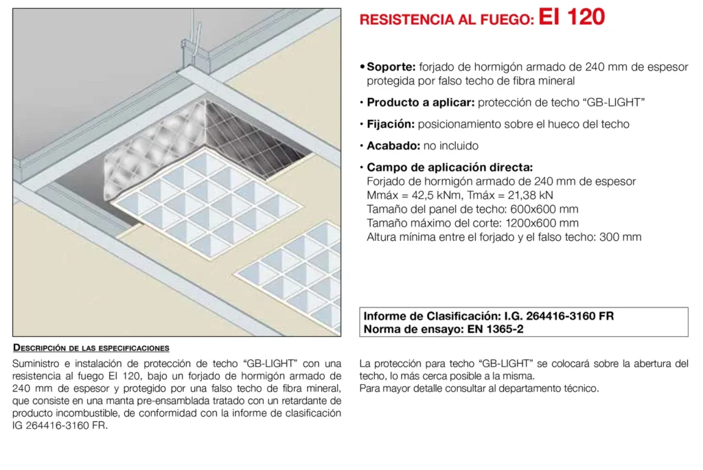 Lámina del sistema 8.22: Protección para luminarias GB-LIGHT bajo falso techo de fibra mineral